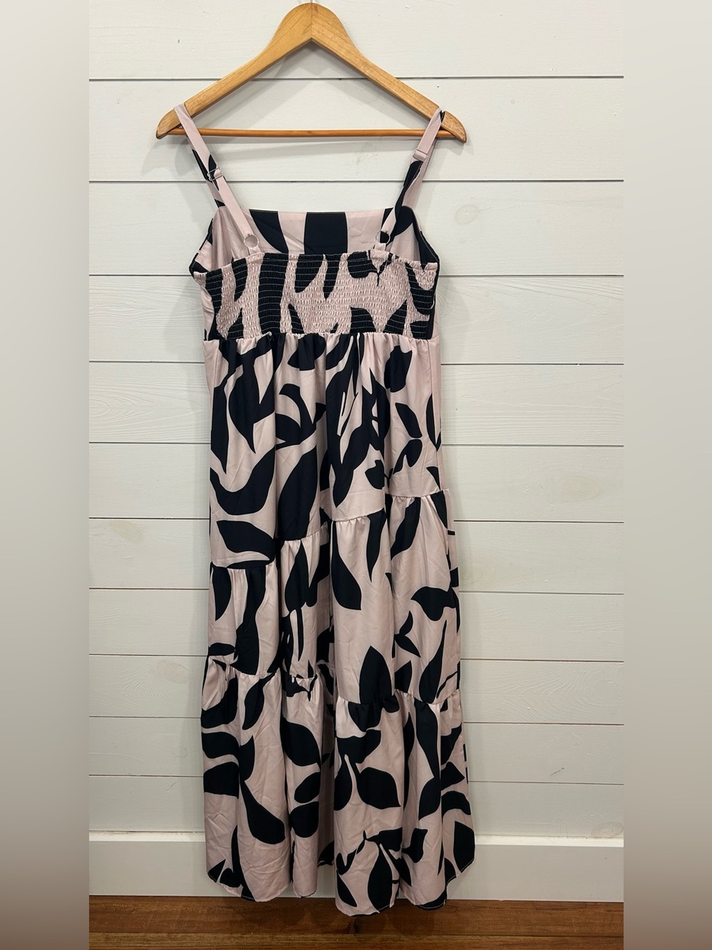 SHEIN Pale Pink and Black Abstract Tiered Maxi Dress - Picture 2 of 4